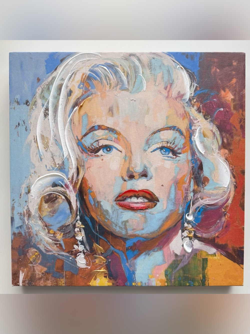 Marilyn Monroe Colorful Pop Art Portrait Textured Canvas - 12 x 12